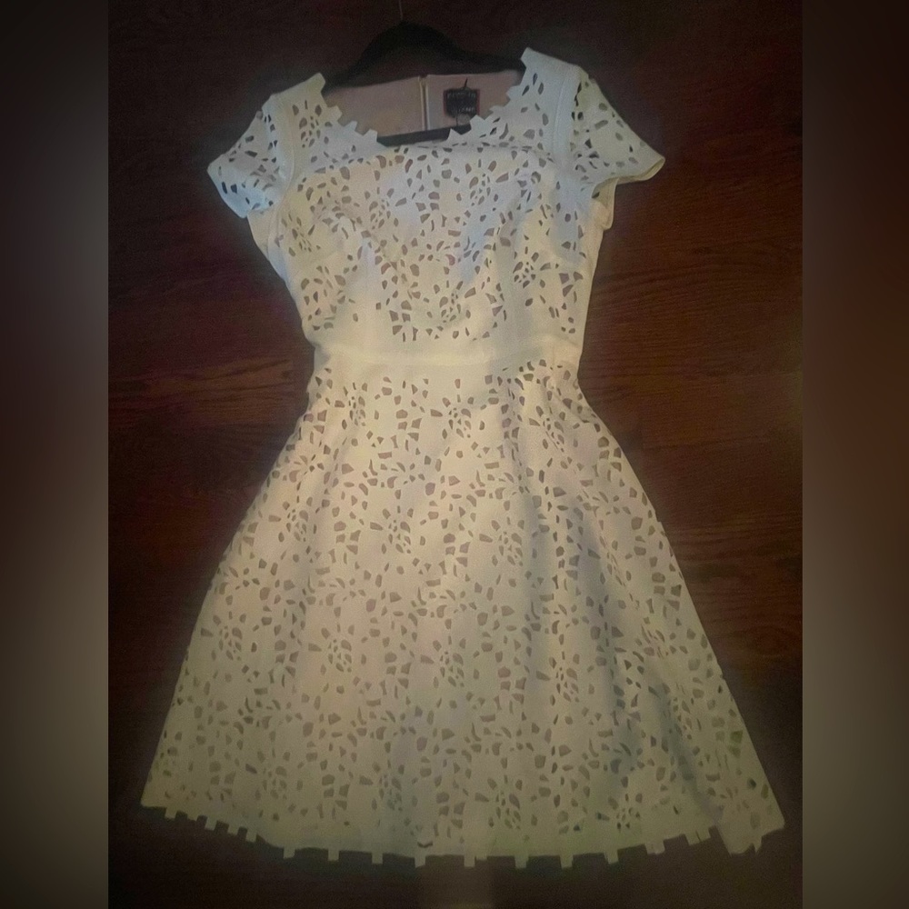 Focus by Shani laser cut fit & flare with nude lining NWOT